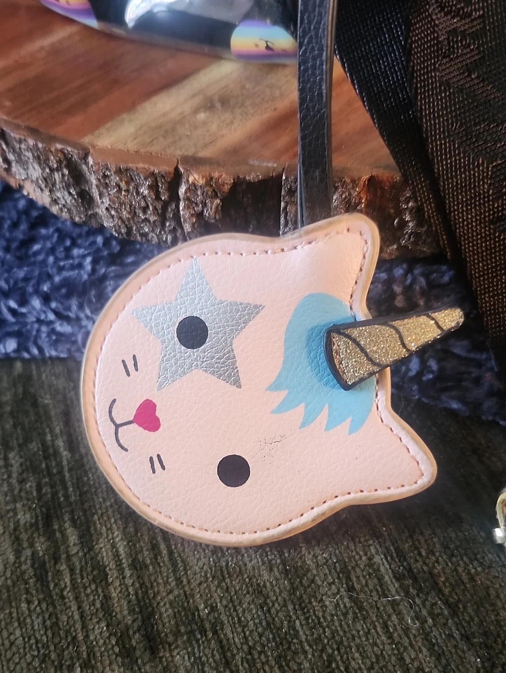 Betsey Johnson Rainbow Cat Unicorn Backpack - Pink & Black Transparent Stripes